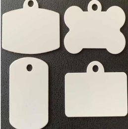 100pcs Tags Sublimation DIY Blank White Aluminium Double Sided Square Pet Dog tag ID Card Mix Style8896698