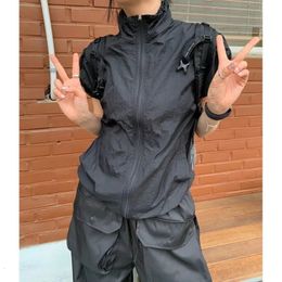 Deeptown Vintage Outdoor Crop Jacket Women Japanese 2000s Style Y2k Spring Summer Short Sleeve Jackets Korean Fashion Aesthetic 240420