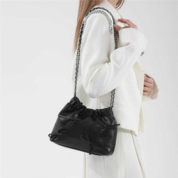 Version Korean of Womens Chain Bag High-end Single Shoulder Diagonal Cross Simple Pleated Tote Summer Mini Phone