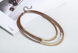 Personalised Leather Rope Neacklace GoldSilver Chain Neck Cord Necklace Women Charm Jewellery Whole Bulk8146593