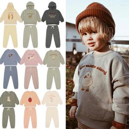 Clothing Sets KS Toddler Clothes Girl Embroidery Unicorns Cartoon Hoodie Children Sweatshirt Pants Suit Kid Boy Cute Outwear Pullover