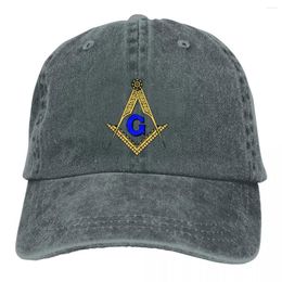 Ball Caps Blue Yellow Baseball Peaked Cap Freemason Gold Square Compass Sun Shade Hats For Men