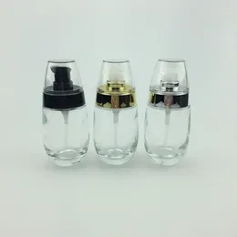 Storage Bottles 50ML Clear Glass Bottle Silver Gold Black Pump Lotion/emulsion/foundation/gel/essence Toner Toilet Skin Care Cosmetic