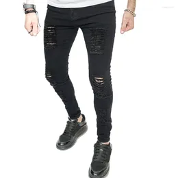 Men's Jeans Good Quality Spring Men Skinny Stretch Hip Hop Holes Solid Stylish Male Biker Denim Pants