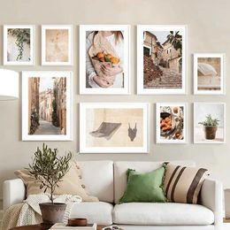 chitectural staircase girl shaped plant wall art canvas painting Nordic posters and printed wall images for living room decoration J240505