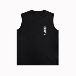 Small fashion brand designer new vest Purple sleeveless T-shirt ZJBPUR019 vertical small letter print vest shoulder R96W90