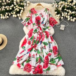 Casual Dresses Summer Beach Holiday Travel Maxi Dress For Women Bohemian Alabiya Fashion Muslim Loose Sashes Chiffon Long Vestidos Seaside 2024