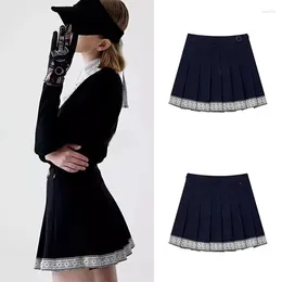Skirts 2024 Thin-looking High-weight Skirt School-style Girl Pleating Lace Golf Women Self Sports