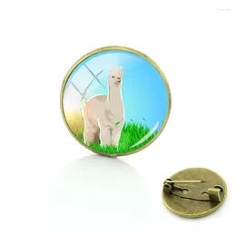 Brooches Caxybb White Alpaca Llama Animal Badge Glass Po Cabochon Men Women Clothes Bag Jewellery Pins Accessories