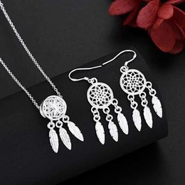 Wedding Jewelry Sets Cute 925 Sterling Silver Ball charms necklace earrings stud for woman high quality sets Fashion Party wedding gifts H240504