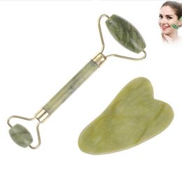 Full Body Massager 10Pcs1 Set Roller And Gua Sha Tools By Natural Jade Scraper With Stones For Facial Skin Care272h2586589