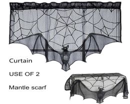 Halloween black bat curtain lace Mantle scarf 93x57 cm 36x22 inch drop down set of 2185G4076344