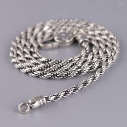 Chains Mencheese Real S925 Pure Silver Fashion Six-Word Mantra Vajra Pestle Buckle Man Necklace Trendy Jewelry Accessories