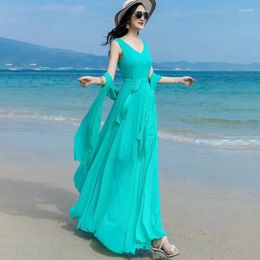 Casual Dresses Summer Long Dress Women's Clothing 2024 Elegant Chiffon Slim Plus Size 4XL High Waist Beach