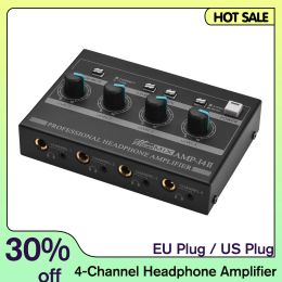 Accessories Amp14 4channel Headphone Amplifier Compact Stereo Headphone Amp with Rca/6.35mm/3.5mm Input Volume Control Eu / Us Plug