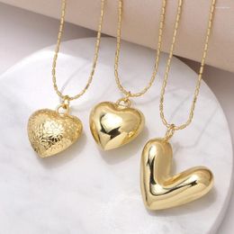Pendant Necklaces FLOLA Polished Heart For Women Link Chain Gold Plated Necklace Fashion Jewelry Gifts Girlfriend Nker58