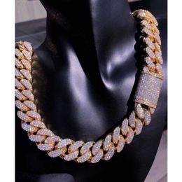 Fine Jewelry Hip Hop Solid Miami Cuban Necklace 925 Silver Vvs Moissanie Diamond Link Chain Iced Out