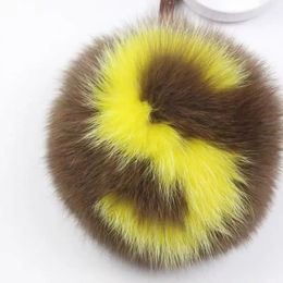 Luxury Fluffy PomPoms Crafts Fox Fur Keychain Fashion Alphabet Key Chain Backpack Bag Purse Charms Elegant Women Gift ON SALE 240429