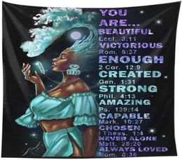 Tapestries African American Black Girl Wall Tapestry Abstract Galaxy Women Hanging Art21848803919793