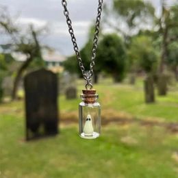 Chains 1PC Glow Ghost Pendant Tiny In A Bottle Necklace Friend Charm Statement Noctilucent Jewellery Halloween Gift