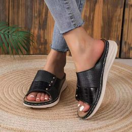 Slippers Women'S Sandals Summer 2024 Ladies Vintage Wedge Beach With Toe Platform Plus Sandalias De Mujer Verano