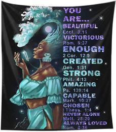 Tapestries African American Black Girl Wall Tapestry Abstract Galaxy Women Hanging Art21848809557431