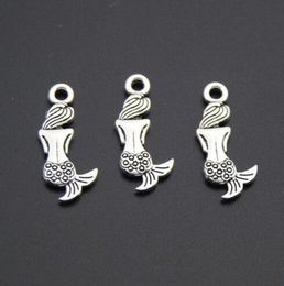 200pcslot Ancient Silver Mermaid Alloy Charms Pendants For diy Jewellery Making findings 20x9mm9151695
