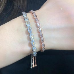 Strand Fashion Crystal Tennis Bracelets For Woman Adjustable Shining Cubic Zirconia Bracelet Wedding Couple Hand Chain Jewellery Gift