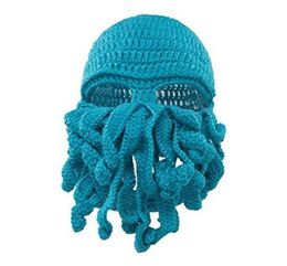 Pure Manual Weave Octopus Wool Yarn Hats Keep Warm Halloween Party Funny8254297