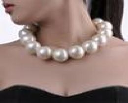 New Fashion Elegant White Resin Pearl Chain Choker Statement Bib Necklace Faux Big Pearl Beaded Necklaces Women Jewellery Gift 210332794281
