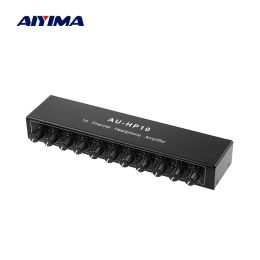 Amplifier AIYIMA Stereo Headphone Amplifier MultiChannels Audio Distributor Independent Control NJM4556A DC1224V 1 Input 10 Outputs