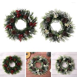 Decorative Flowers Fruit Christmas Simulate Wreath Garland Artificial Plant Xmas Tree Festival Hang Door Decor