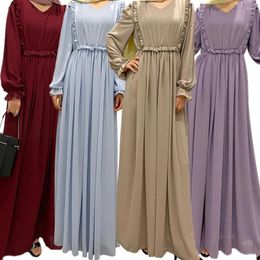 Ethnic Clothing Hijab Chiffon Dress Ramadan Muslim Fashion Plain Abaya Dubai Turkey Arabic African Maxi Dresses For Women Islam Kaftan