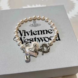 Designer Westwood Love Peach Heart Pins Saturn Pearl Beimu Bracelet Womens Light Luxury Temperament Small Design