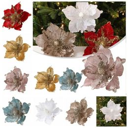 Decorative Flowers DIY Christmas Flower Pendants Fashion Handmade Multi-layer Simulated Xmas Cloth Tree Oranments Gift Decor