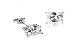 Single Princess Cut Earings CZ 6mm Silver Color Stud Earrings Women Jewelry Brinco Pequeno Christmas Bijoux Gift Support Drop4915084