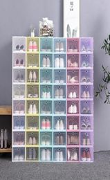 1224Pieces Of Shoe Box Set Foldable Pstic Transparent Storage Boxes Clear Door Home Closet Organizer Case Shelf Stack Dispy 848963777401461