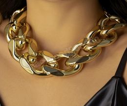 Exaggerated Large Chunky Thick Choker Necklace for Women Vintage Gold Colour Collar Cuban Chain Necklaces9946567
