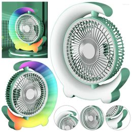 Table Lamps USB Desk Fan 3 Speeds With Colourful Light Small Cooling 360 Degree Rotatable Personal Quiet For Home Office Bedroom Dorm