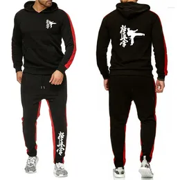 Men's Tracksuits 2024 Kyokushin Karate Fashion Men Tracksuit Sets Hoodie Solid Color Hooded Pullover Pants Suit Casual Sportswear Set