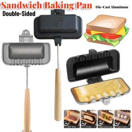 Pans Double-Sided Sandwich Pan Non-Stick Frying Foldable Grill For Bread Dog Toast Breakfast Pancake Waffle Maker