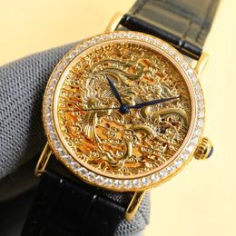 High-quality Dragon Phoenix Men's Automatic, Casual, Business Watches Sapphire Face Antique Watches Automatic Inlaid Twinkling Zirconia Gold Bezel Luxury Watches