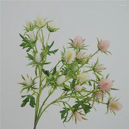 Decorative Flowers Artificial Flower Sea Holly Green Plant Floral Home Living Room Decoration Simulation Hollies Plants Plastic Fake