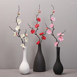 Decorative Flowers Artificial Plum Blossom Branch Chinese Style Aesthetic Home Room Living Flower Arrangement Vase Decor Plastic Silk