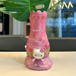 Vases Cartoon Kitty Flower Vase Potting Garden Ornament Resin Home Decoration Valentine's Day Gift Girls Desktop Ornaments