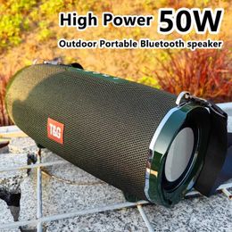 Portable Speakers 50W high-power TG187 Bluetooth speaker waterproof portable column suitable for PC speakers subwoofers speakers music Centres FM TF J240505