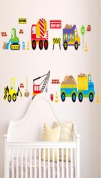 Excavator Blender Truck Hoist Forklift Trailer Bus Wall Stickers for Kids Boys Room Nursery Decor City Construction Truck Wall App8425097