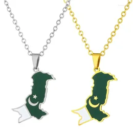 Pendant Necklaces Pakistan Flags Necklace Fashionable National Maps Neckchains Adjustable Ethnic Collarbone Chains Couple Gifts