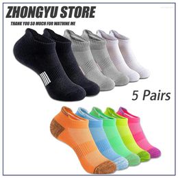 Women Socks 5 Pairs Cotton Sports For Men Thin Knit Mesh Ankle Summer Breathable Anti Slip Absorption Fitness Short