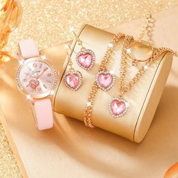 Wristwatches 6Pcs Ladies Fashion Simple Designer Star Digital Rhinestone Leather Quartz Watch Full Of Diamond Powder Crystal